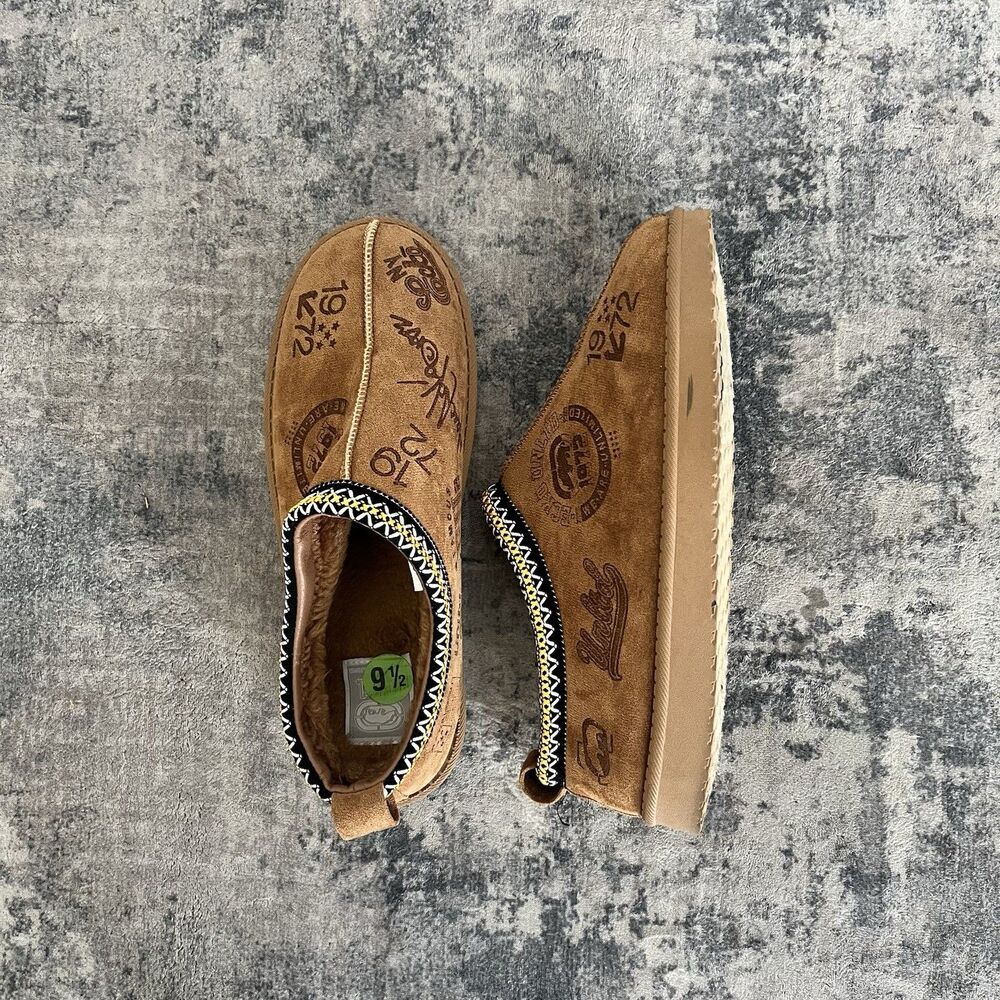 Ecko Unltd. Men's Fur Lined Mules Tasman Style Slippers Chestnut Size 9.5
